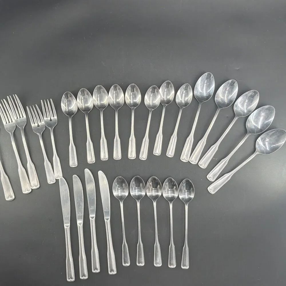 VTG Lifetime Cutlery LUC Stainless Flatware Set MCM Retro Scrolls Japan